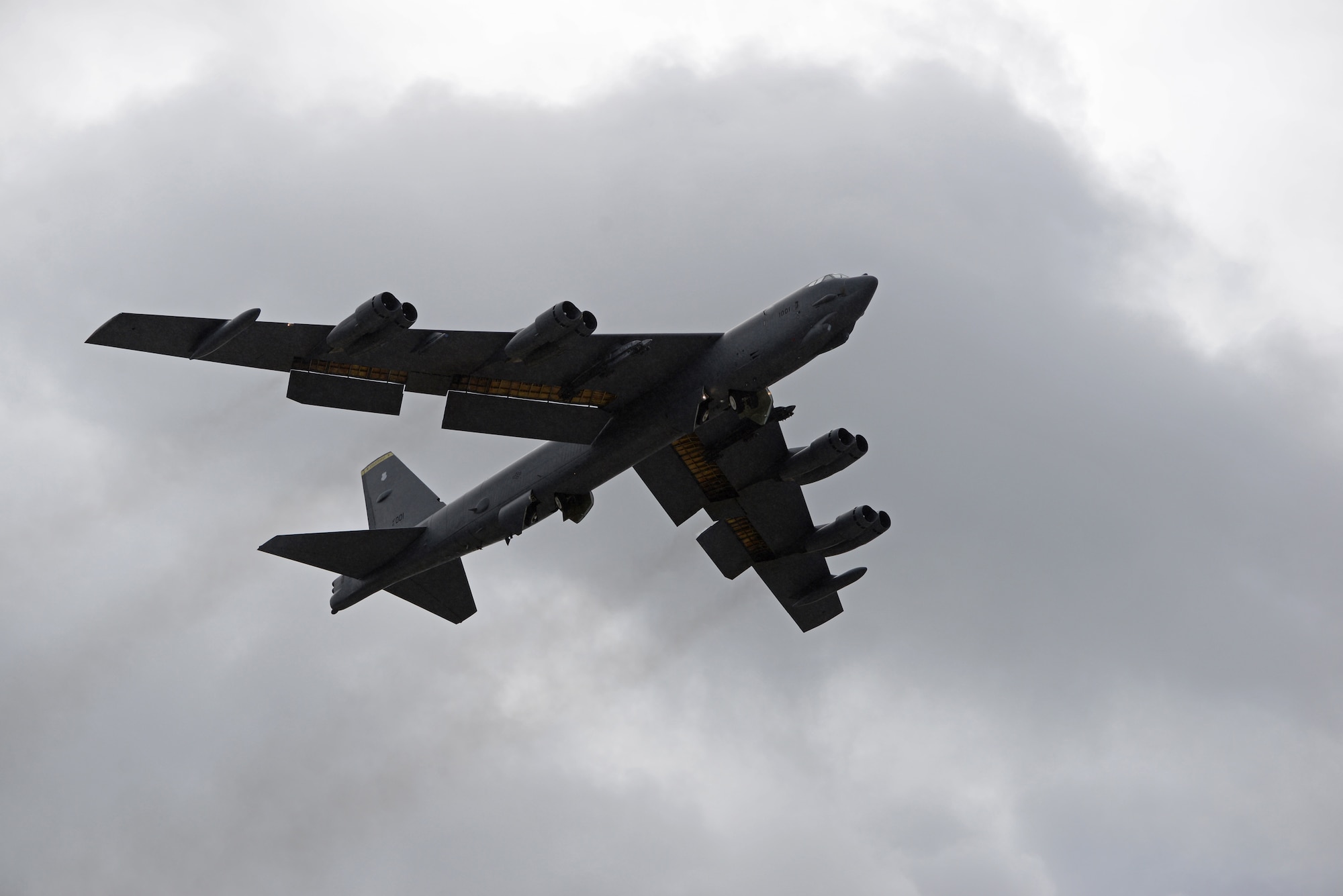 A B-52 Stratofortress takes off from Andersen Air Force Base, Guam, Aug. 24, 2016. After having a constant presence in Guam for the last 10 years, the B-52s are leaving Guam and are being replaced by the B-1B Lancers. The B-52s have begun supporting U.S. Central Command in the Southeast-Asia region, where the B-1s previously served. (U.S. Air Force photo by Airman 1st Class Jacob Skovo)