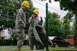 U.S. Army Spc. Ashley Clark (left) and Spc. Raven Henderson (right), both assigned to the 375th Engineer Company, 467th Engineer Battalion, 926th Engineer Brigade, 412th Theater Engineer Command, assist with constructing a fence during a Humanitarian Civil Assistance (HCA) project, in Sauliai, Lithuania, Aug. 18, 2016. As part of the European Command’s (EUCOM) Humanitarian and Civic Assistance Program, the 375th Engineer Company, 457th Civil Affairs Battalion and the Lithuanian military collaborate to renovate the fence at Kudikiu Namai, an orphanage for Lithuanian children up to the age of 6, in Sauliai, Lithuania, August 8-26, 2016. The Humanitarian and Civic Assistance Program is a series of medical and engineering engagements in several European countries in support of strategic, theater, operational and tactical objectives. (U.S. Army photo by Pfc. Emily Houdershieldt)