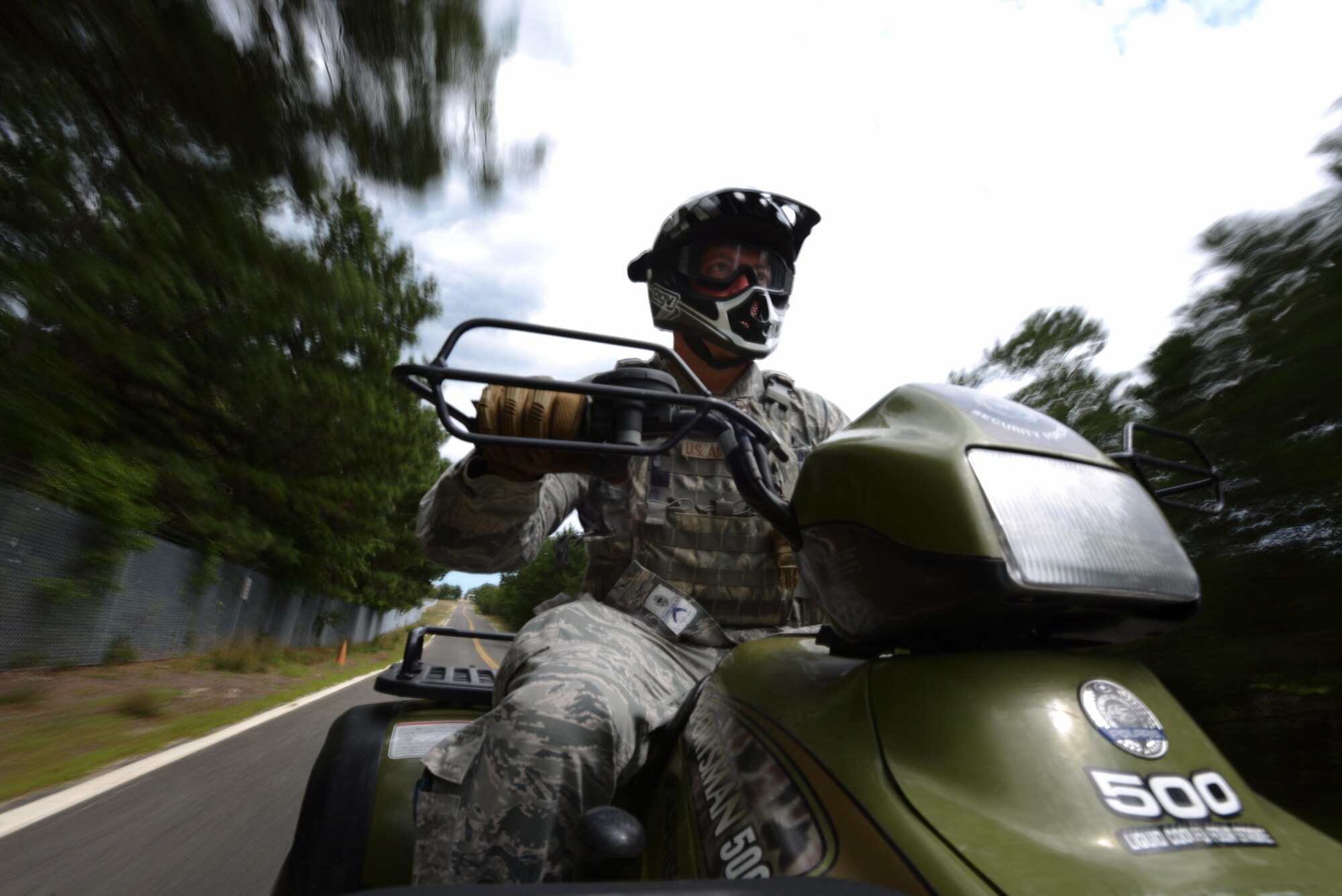 Master Sgt. Paul W. Clementi, a member of the 106th Security Forces Squadron, trains on an all-terrain vehicle at Francis S. Gabreski Air National Guard Base, N.Y., Aug. 18, 2016. ATVs are used by security forces to maintain the integrity of the base perimeter. Members must regularly train in order to retain their proficiency. (U.S. Air National Guard photo/Staff Sgt. Christopher S. Muncy)