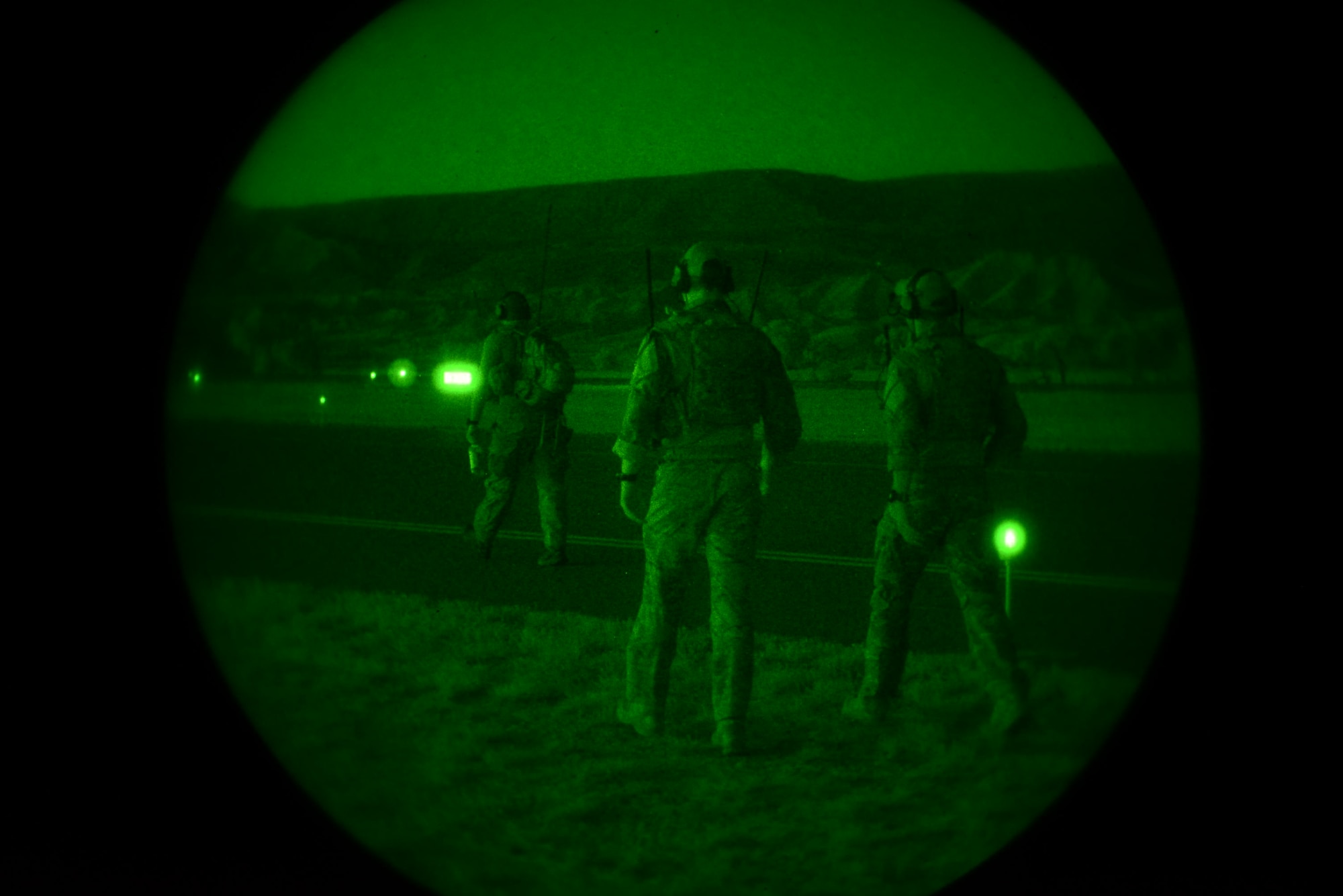 Special Tactics Airmen from the 24th Special Operations Wing coordinate a Forward Area Refueling Point during a night-time training scenario in Montrose, Colo., July 26, 2016. A FARP provides a tactical refueling capability to aircraft and units operating in remote locations. The full mission profile provided these Airmen an opportunity to practice their core competencies and hone their skills in unfamiliar terrain similar to what they might encounter downrange. (U.S. Air Force photo/Staff Sgt. Eboni Reams)