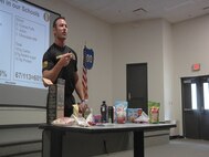 FORT KNOX, Ky.- U.S. Army Reserve Sgt. 1st Class Scott Baranek assigned to 94th Training Division at Ft. Knox, Ky. talks about how to make good nutritional choices to improve personal performance on Aug. 23, 2016. (U.S. Army Reserve Photo by Sgt. Zechariah Gerhard, 345th Public Affairs Detachment)