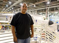Charles Banks, a hydraulics mechanic with the 564th Aircraft Maintenance Squadron, was able to earn 640 hours of hands-on experience leading into a full-time job at Tinker through the 18-month Pathways Program with Career Tech’s Gordon Cooper Technology Center. (Air Force photo by Kelly White)