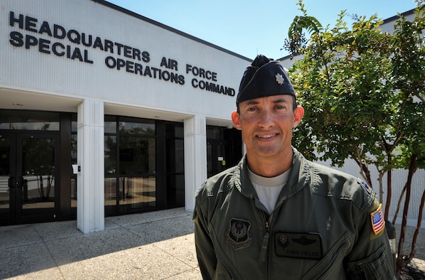 Lt. Col. Christopher Fields, a mobility requirements manager with Air Force Special Operations Command, stands outside AFSOC headquarters building at Hurlburt Field, Fla., Aug. 23, 2016. Fields is scheduled to participate in the half-marathon, 13.1 mile running event, during the 20th Annual Air Force Marathon, Sept. 17, at Wright-Patterson Air Force Base, Ohio. (U.S. Air Force photo by Airman 1st Class Joseph Pick)
