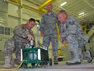 Master Sgt. David Dean, 919th Special Operations Maintenance Squadron, demonstrates features on a respiratory ventilation system to Senior Master Sgt. Trevor James, Air Force Special Operations Command Logistics Directorate superintendent, while Tech. Sgt. Bill Beddow, 919th SOMXS,  assists during a Site Activation Task Force Visit to Duke Field, Fla. Aug. 26, 2016. More than 100 functional experts from Air Force Special Operations Command, Air Force Reserve Command, 96th Test Wing (Eglin Air Force Base, Fla.) and 27th Special Operations Wing (Cannon AFB, N.M.) visited Duke Field Aug. 22-26, 2016 to study the impact of changes being made to the Non-Standard Aviation mission here. (U.S. Air Force photo/Dan Neely)