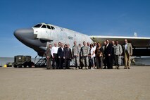 Group photo in front of a B-52H Stratofortress showing attendees of the Air Force Sustainment Center's Community Liaison Program Conference, Aug. 26, 2016, Tinker Air Force Base, Okla. Lt. Gen. Lee K. Levy II, AFSC commander, hosted the conference to facilitate better understanding between military and community leaders. (U.S. Air Force photo/Greg L. Davis)