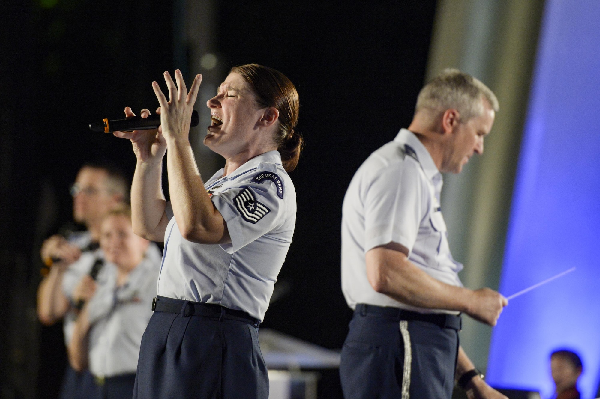 The U.S. Air Force Band performs in a public concert at the Air Force Memorial to honor Vietnam War veterans Aug. 26, 2016, in Arlington, Va. Prior to attending the concert, Air Force Undersecretary Lisa S. Disbrow and Chief of Staff Gen. Dave Goldfein welcomed Gen. Stephen W. Wilson as the service's new vice chief of staff at a reception in the Fort Myer Officer's Club. (U.S. Air Force photo/Tech. Sgt. Joshua L. DeMotts)                                                                                 