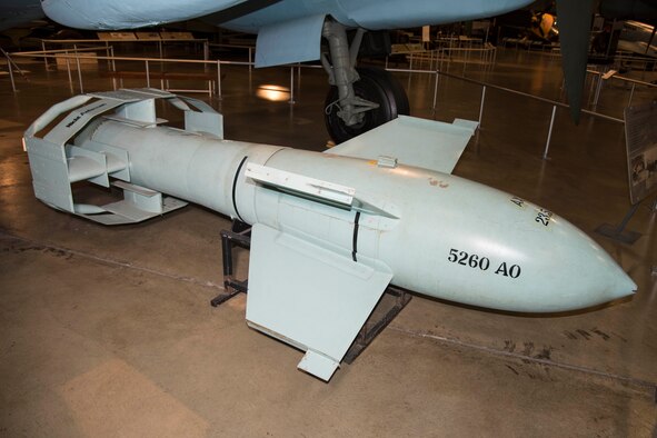 DAYTON, Ohio -- German "Fritz X" Guided Bomb on display in the World War II Gallery at the National Museum of the U.S. Air Force. (U.S. Air Force photo by Ken LaRock)