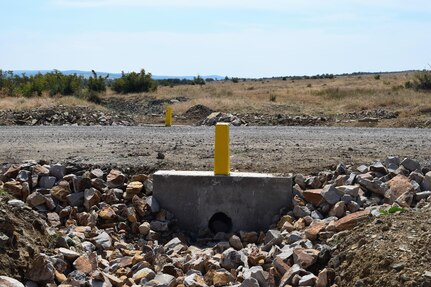 A completed culvert, built by the 841st Engineer Battalion, U.S. Army Reserve, on August 20, 2016 at Novo Selo Training Area, Bulgaria during Operation Resolute Castle.  Completing these culverts increases the longevity of the roads of the tank firing range.  Operation Resolute Castle, a wide-scale military construction operation through Eastern Europe, spans across Estonia, Hungary, Romania, and Bulgaria, and involves units from the U.S. Army, U.S. Army Reserve, Tennessee Army and Air National Guard, Mississippi National Guard, and Alabama Army National Guard.  (U.S. Army Photo by 1st Lt. Matthew Gilbert, 194th Engineer Brigade, Tennessee Army National Guard)