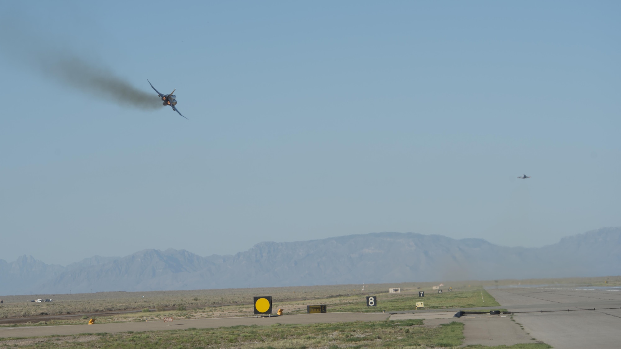 A QF-4 Phantom takes off on its final unmanned mission at Holloman Air Force Base, N.M. on Aug. 17. During its final mission, the aircraft served its primary function as an aerial target and was shot at by an F-35 Lightning II from Edwards Air Force Base, Calif. (U.S. Air Force photo by Airman 1st Class Randahl J. Jenson)