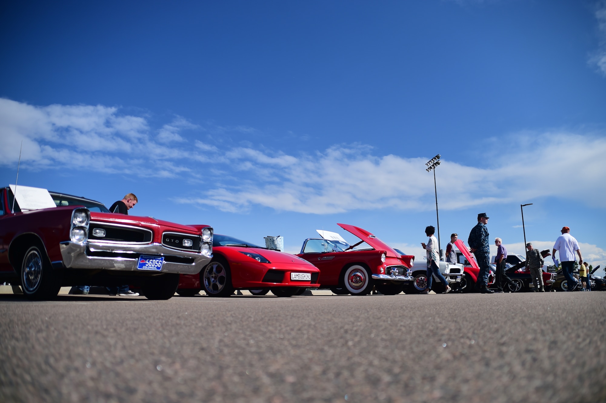 The Colorado Classic Car Council and the Cruisin’ Panthers Automotive Club displayed a variety of vehicles at FunFest Aug. 26, 2016, on Buckley Air Force Base, Colo. FunFest is a base-wide event that provides attractions, games, food, and business sponsors for community members to enjoy. (U.S. Air Force photo by Senior Airman Luke W. Nowakowski/Released)