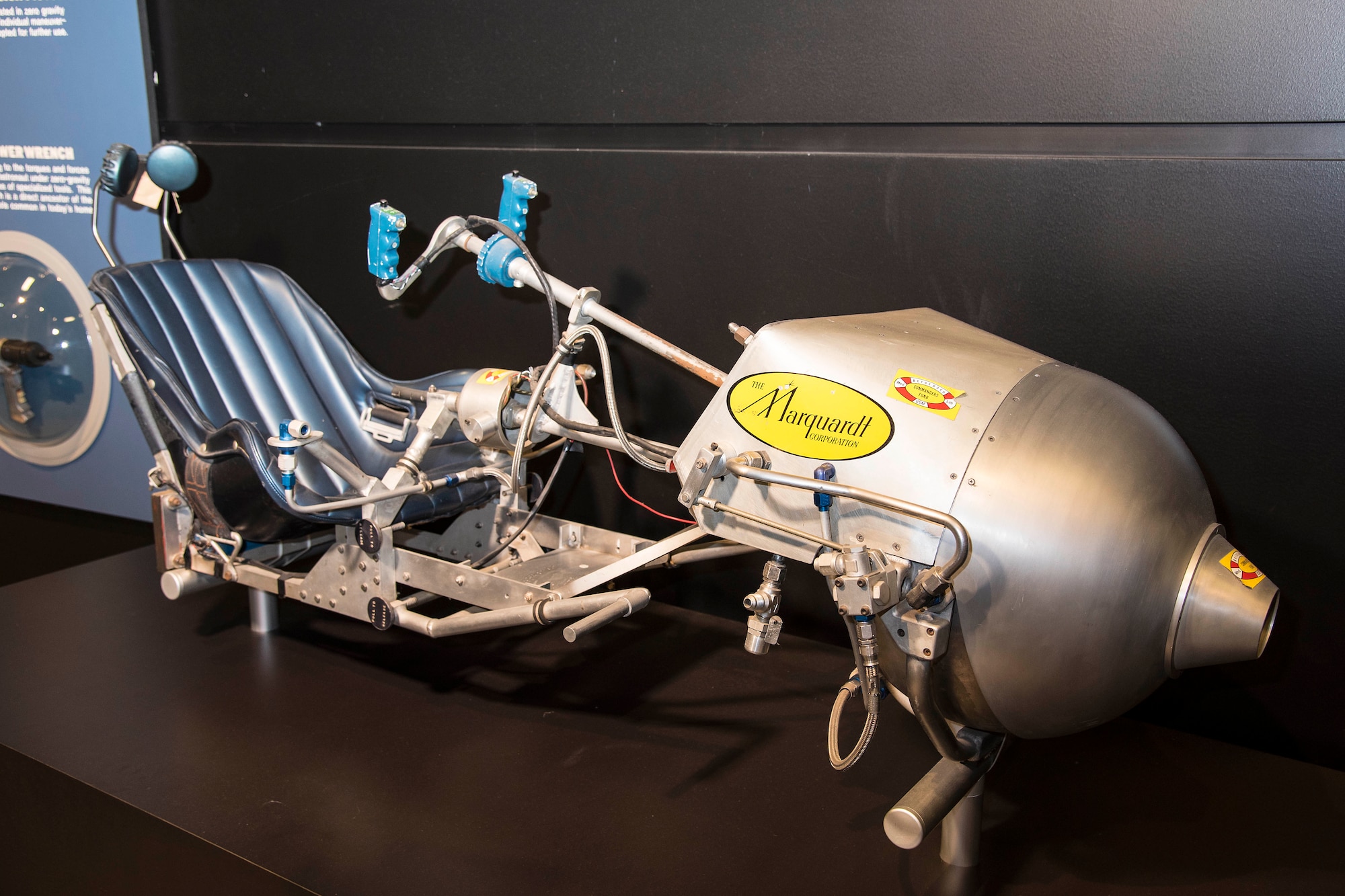 DAYTON, Ohio -- Marquardt Space Sled in the Missile Gallery at the National Museum of the United States Air Force. (U.S. Air Force photo by Ken LaRock)