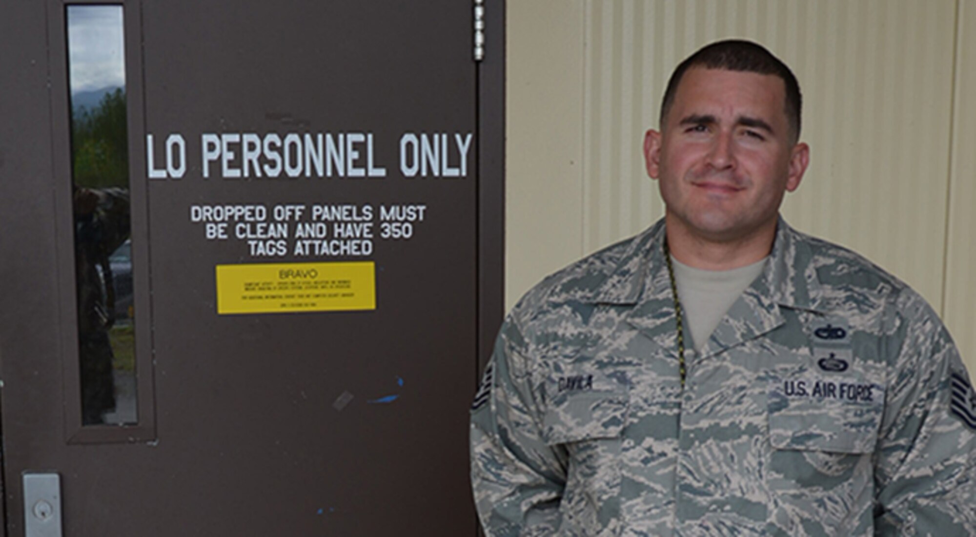Air Force Staff Sgt. Evan Davila, 477th Fighter Group reservist works for the low observable flight alongside active duty service members, contractors and civilians at Joint Base Elmendorf-Richardson, Alaska. LO Airmen work with stealth technology ensuring aircraft are maintained and ready to secure air dominance.