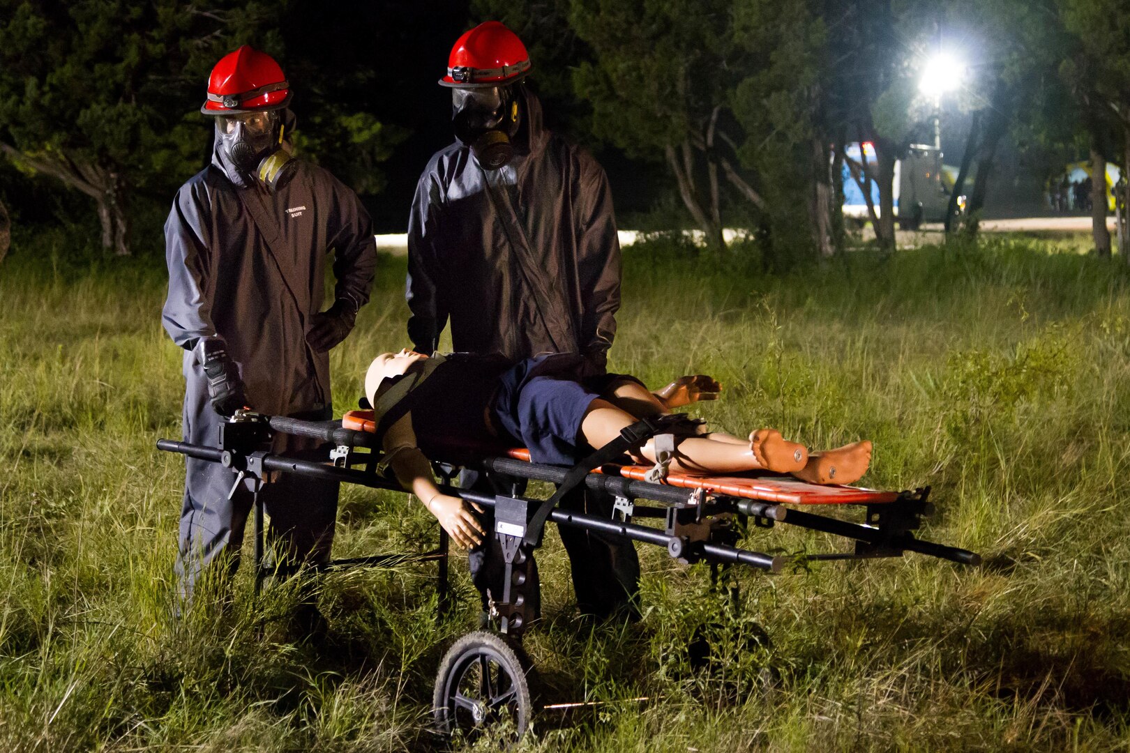 Soldiers with the 172nd Hazard Response Company from Fort Riley, Kansas carry a patient to a decontamination site Aug. 25, 2016 at Fort Hood, Texas during Exercise Sudden Response 16. The weeklong exercise was a key training event for the 172nd HR Co. and various other units within Joint Task Force Civil Support, a rapidly deployable force of more than 5,000 service members from across the country who are specially trained and equipped to provide life-saving assistance in the event of chemical, biological, radiological or nuclear disasters in the U.S. (U.S. Army photo by Sgt. Marcus Floyd, 13th Public Affairs Detachment)