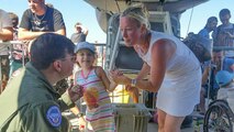 U.S. Air Force Capt. David McClintic, a B-52H Stratofortress aircrew member from the 11th Bomb Squadron, answers questions from a Slovak mother during a special tour of the bomber for her daughter on Aug. 27, 2016, Sliač, Slovakia. The Reserve 307th Bomb Wing supported the air show by sending personnel and one B-52, which is assigned to the 93rd Bomb Squadron, Barksdale Air Force Base, La. (U.S. Air Force photo by Master Sgt. Andrew Branning/Released)