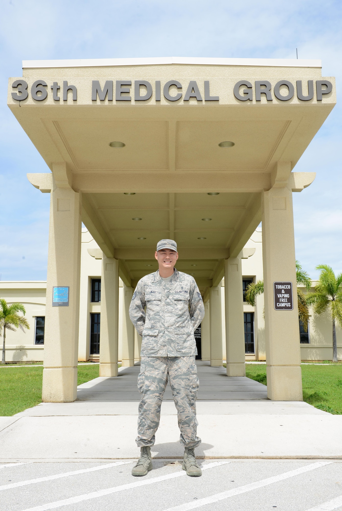 Staff Sgt. Jason Blas, 36th Medical Support Squadron pharmacy flight chief, helped saved the life of a tourist Aug. 5, 2016, at Gun Beach in Tamuning, Guam. With his experience as a former lifeguard, and now a medical professional, Blas provided life-saving care to a man who was drowning before emergency responders arrived on scene. (U.S. Air Force photo/Airman 1st Class Arielle Vasquez)