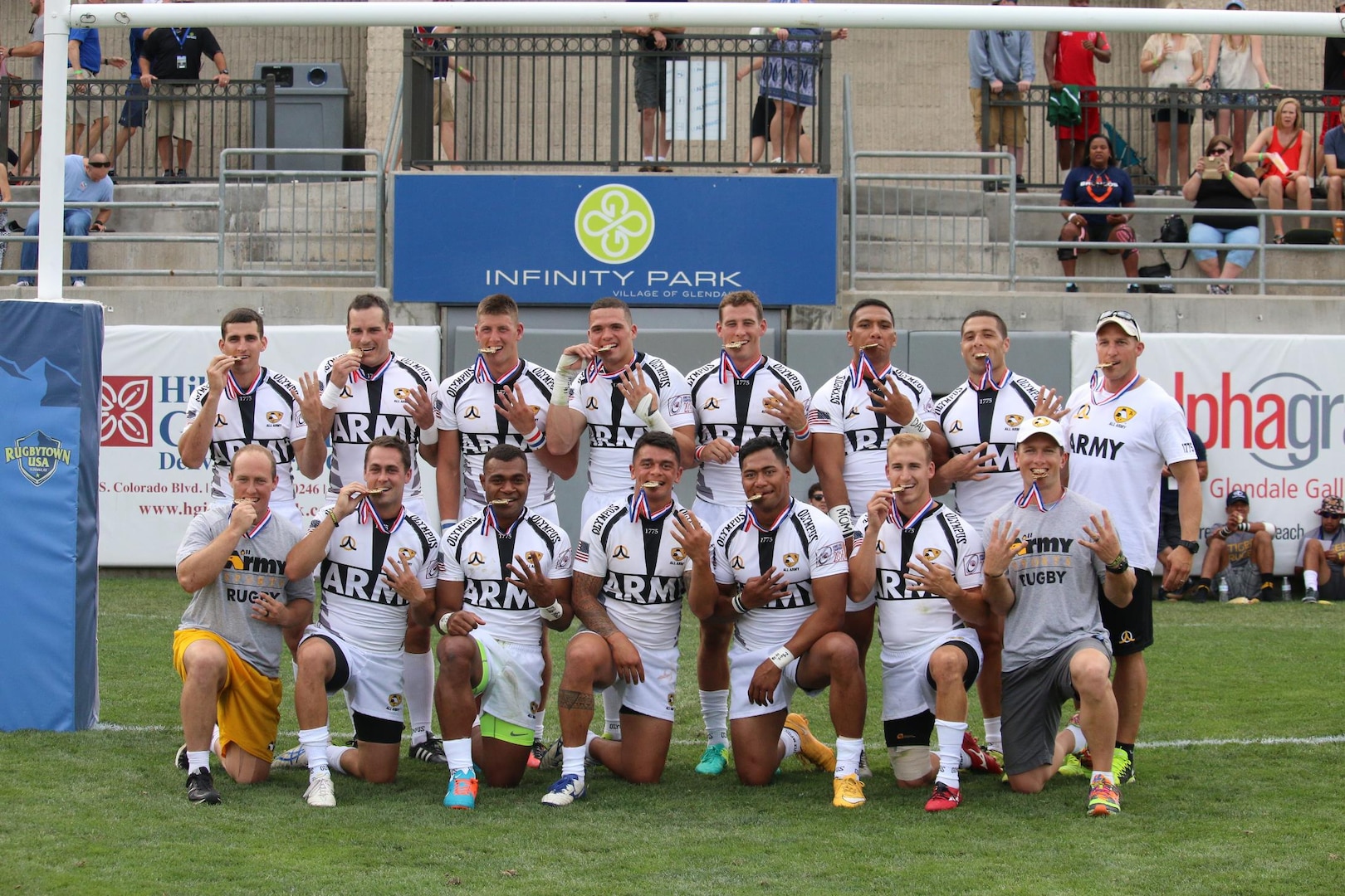 The 2016 Armed Forces Rugby CHampionship gold medal team, the U.S. Army.  Army captured their fourth straight Armed Forces crown defeating Air Force 55-5 in the championship match.  