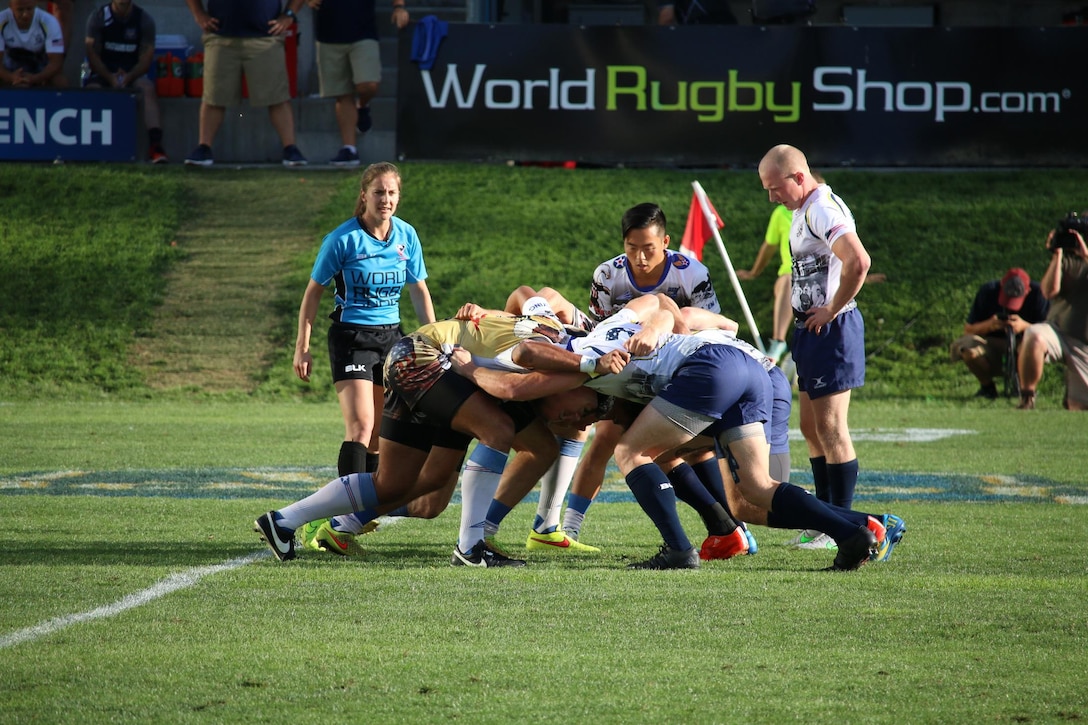 Scrum during the Air Force vs. Coast Guard Match. Air Force wins the contest 14-5.