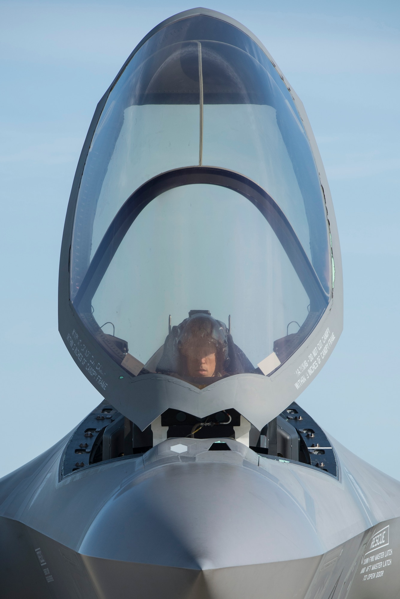 Lt. Col. Brad Bashore, 58th Fighter Squadron commander, prepares to take off in an F-35A during exercise Northern Lightning Aug. 26, 2016, at Volk Field, Wis. Northern Lightning is a joint total force exercise between the Air National Guard, Air Force and Navy conducting offensive counter air, suppression and destruction of enemy air defense and close air support. (U.S. Air Force photo by Senior Airman Stormy Archer)