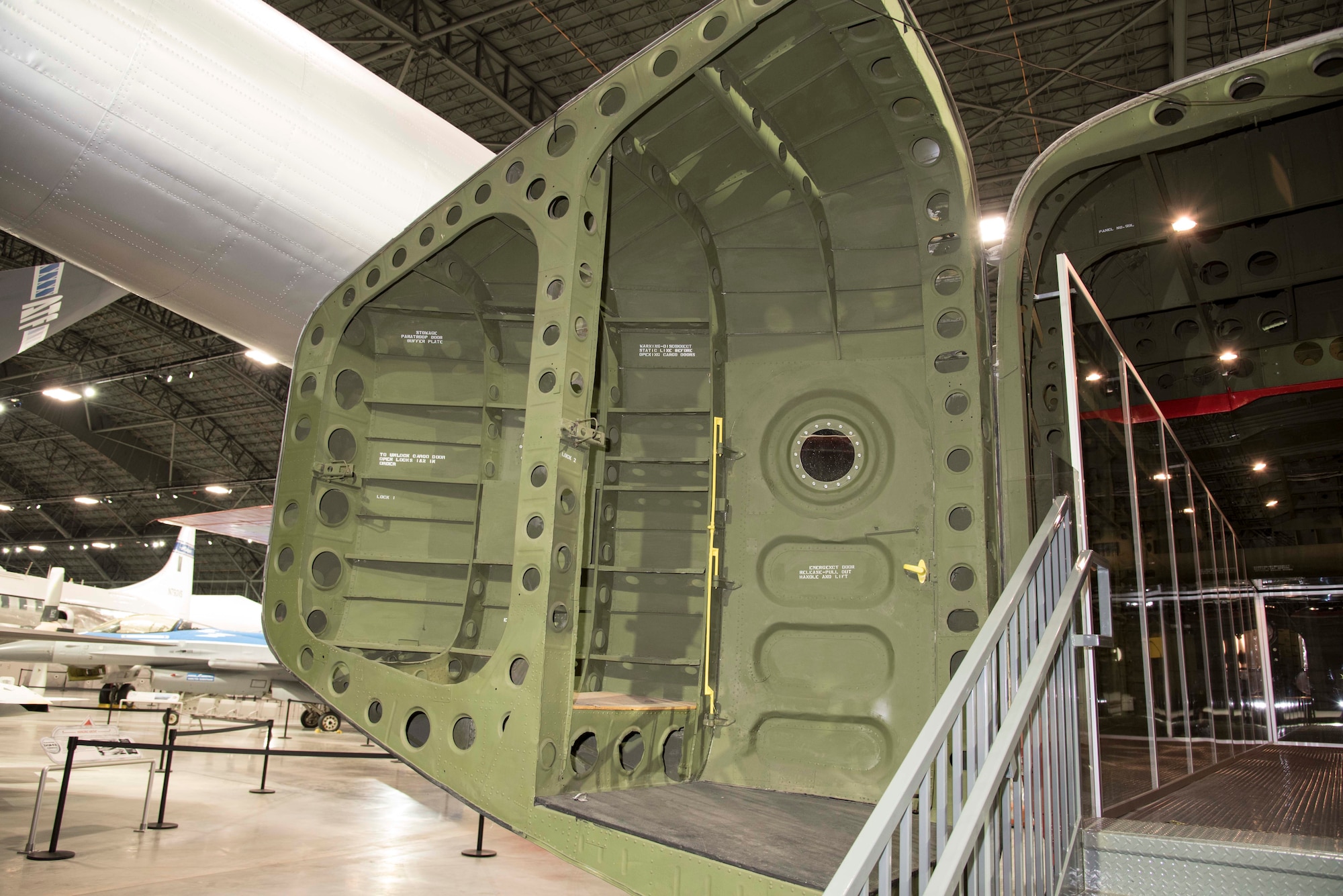 DAYTON, Ohio -- Fairchild C-82 Packet rear door in the Global Reach Gallery at the National Museum of the United States Air Force. (U.S. Air Force photo by Ken LaRock)
