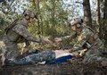 Tech. Sgt. David Mobley and Capt. Chuck Anderson, 711th Special Operations Squadron, perform combat first aid on a simulated victim during a training session at Duke Field, Fla.  The Airmen are combat aviation advisors.  A CAA mission sends a small team of Airmen to assess, advise, train, and assist friendly and allied forces with their own airpower resources.  The training aims to improve the partner nation&#39;s air capabilities quickly and show them a way to move forward effectively.  (U.S. Air Force photo/Tech. Sgt. Sam King)  
