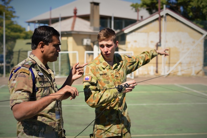 Pacific Endeavor 2016 exercise participants place high frequency radio antennas at Victoria Barracks in Brisbane, Australia, Aug. 28, 2016. DoD photo by Air Force Master Sgt Todd Kabalan