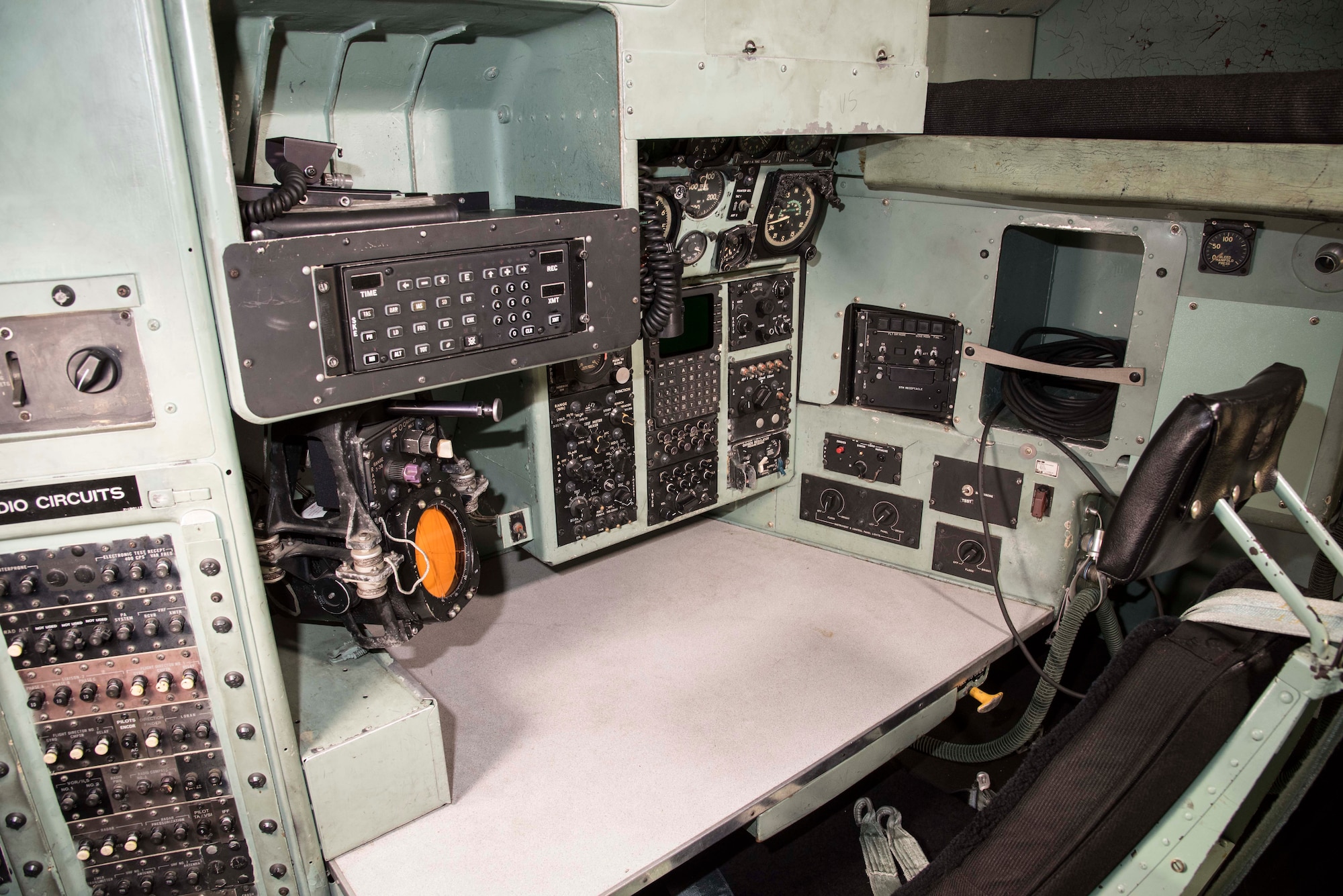 DAYTON, Ohio -- C-130E SPARE 617 cockpit at the National Museum of the U.S. Air Force. (U.S. Air Force photo by Ken LaRock) 
