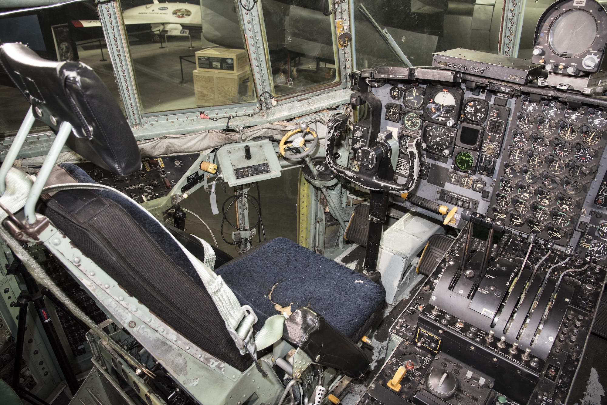 DAYTON, Ohio -- C-130E SPARE 617 cockpit at the National Museum of the U.S. Air Force. (U.S. Air Force photo by Ken LaRock) 
