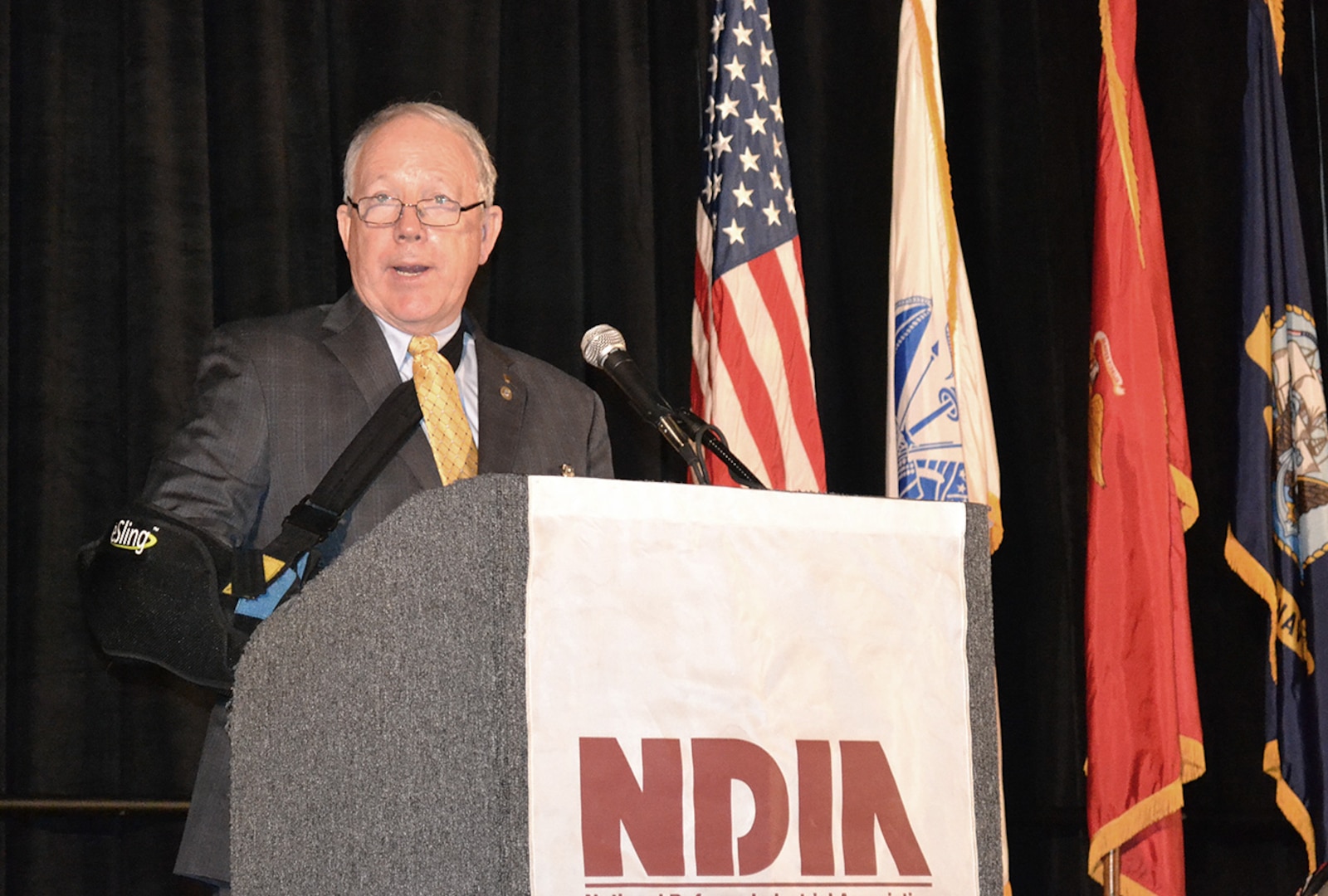 Acting DLA Land and Maritime Commander James McClaugherty describes tells industry representatives their expertise is a critical part of the agency’s ability to meet warfighters’ needs Aug. 30 during the DLA Land and Maritime Supplier Conference and Expo in Columbus, Ohio.