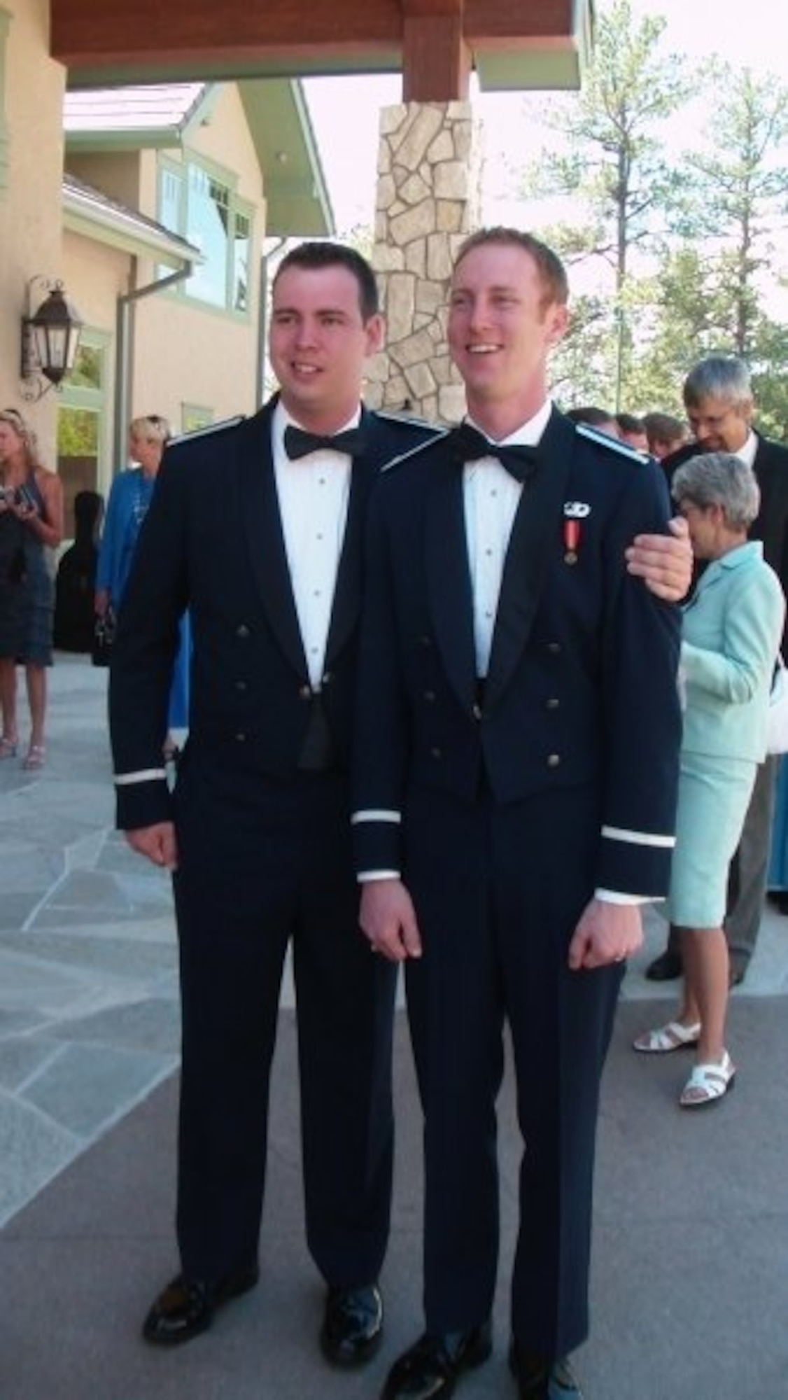 Now-Maj. Richard Durstein, left, 344th Air Refueling Squadron assistant operations officer, poses with his brother, now-Capt. Alex Durstein, right, 351st ARS resource advisor. The pilot-navigator duo were at one point stationed together at McConnell Air Force Base, Kan., as part of the aerial refueling mission. (Courtesy photo)