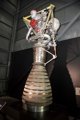 DAYTON, Ohio -- Rocketdyne LR79 on display in the Space Gallery at the National Museum of the United States Air Force. (U.S. Air Force photo)