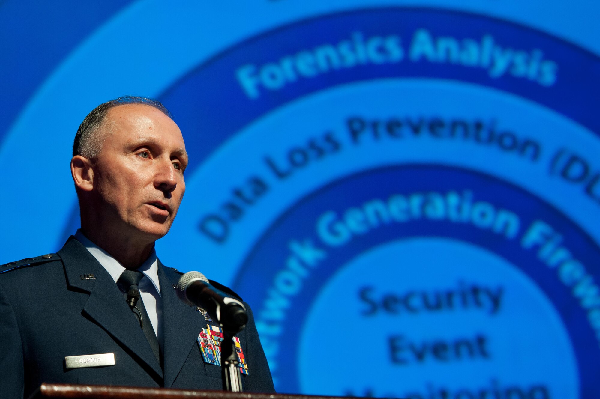 Lt. Gen. William Bender, Information Dominance chief and Chief Information Officer, Office of the Secretary of the Air Force, speaks during the Air Force Information Technology and Cyberpower Conference, Aug. 29, 2016, in Montgomery, Ala. The AFITC brought together Air Force, business and academia cyber experts to discuss and learn better ways to defend our nation from cyber vulnerabilities. (US Air Force photo by Melanie Rodgers Cox)