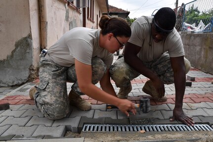 U.S. Soldiers with the 375th Engineer Company, Huntsville, Alabama, assist with the kindergarten renovation during a Humanitarian Civil Assistance project in Kalifarevo, Bulgaria, Aug. 25, 2016. As a part of the European Command’s (EUCOM) Humanitarian a Civic Assistance Program, the U.S. Army reserve 457th Civil Affairs Battalion, the 375th Engineer Company, U.S. Air Force National Guard 164th Civil Engineer Squadron and the Bulgarian Army collaborate to renovate a kindergarten. The Humanitarian and Civic Assistance Program is a series of medical and engineering engagements in several European countries in support of strategic, theater, operational and tactical objectives. (U.S. Army photo by Spc. Nathanael Mercado)