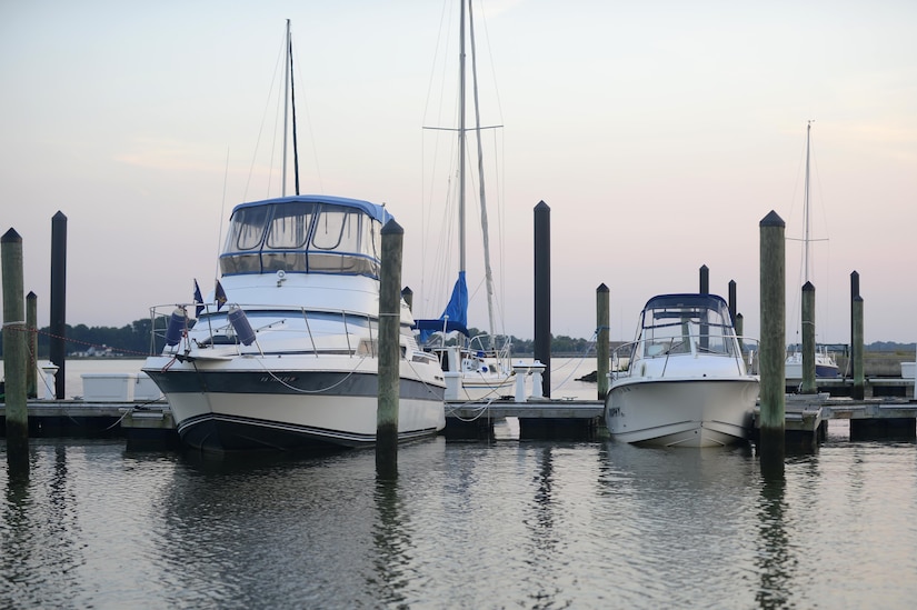 The “Marker 27” Marina is home to boats of all shapes and sizes, which belong to community members of Joint Base Langley-Eustis, Va. The marina was recently named after the last numbered marker in the Back River of Chesapeake Bay, Va. (U.S. Air Force photo by Airman 1st Class Kaylee Dubois)