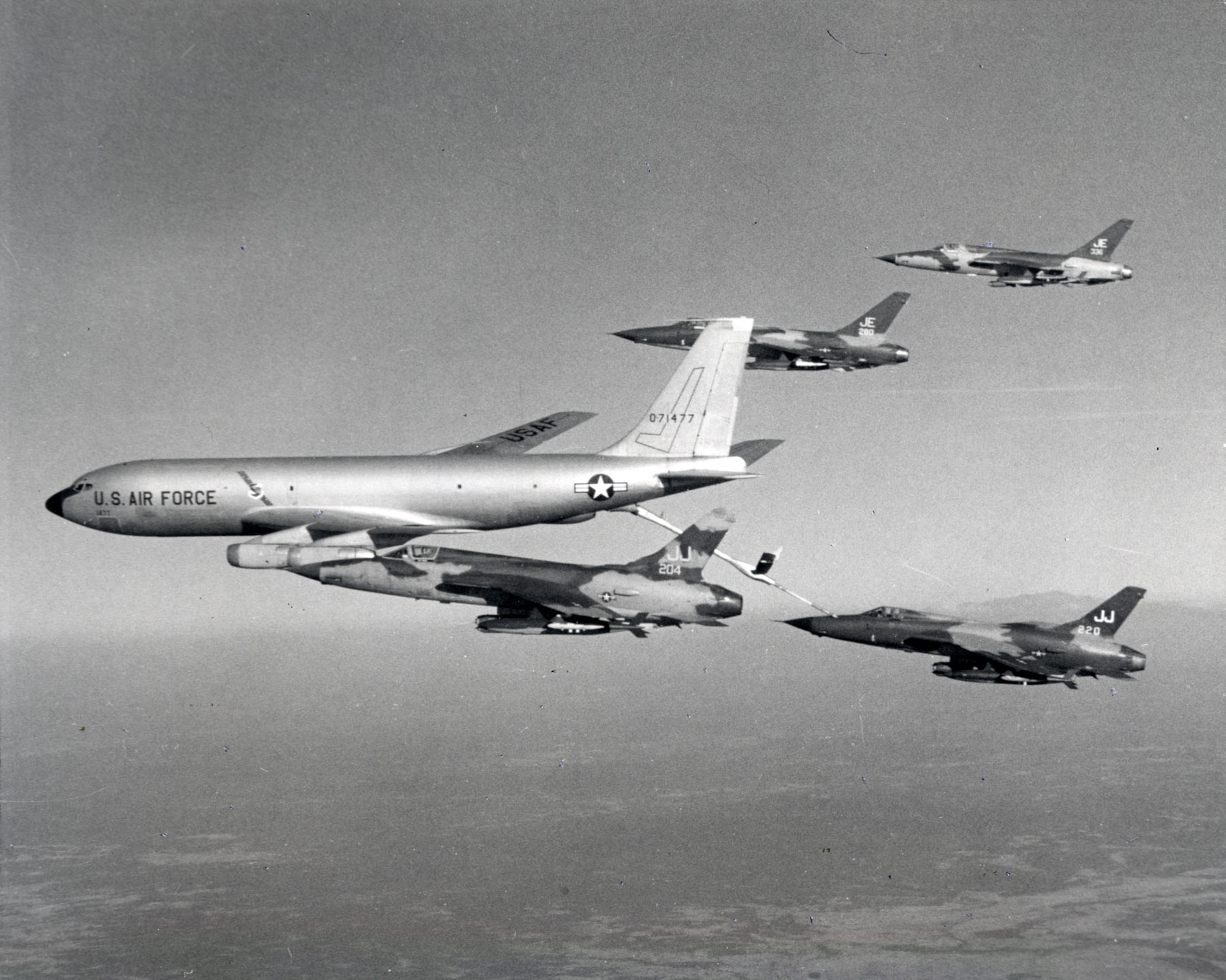 Tankers were essential in allowing heavy fighter-bombers to reach North Vietnamese targets and return. Tinker Air Force Base's role began almost immediately after the contract for the purchase of 29 aircraft in 1954. The KC-135’s first flight took place Aug. 31, 1956, from Boeing’s Payne Field in Washington state. (U.S. Air Force photo)