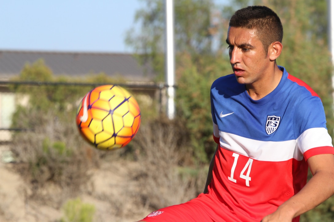 U.S. Army Reserve 2nd Lt. David Garza practices his footwork at the U.S. Olympic Training Center in Chula Vista, Calif. on Aug. 23, 2016 in preparation for the 2016 Summer Paralympic Games. The U.S. Paralympic National Men's Soccer team will square off against Holland during their first match in Rio, Brazil, Sept. 8, 2016. Garza is a member of the 314 Military Intelligence Battalion in San Diego, Calif.