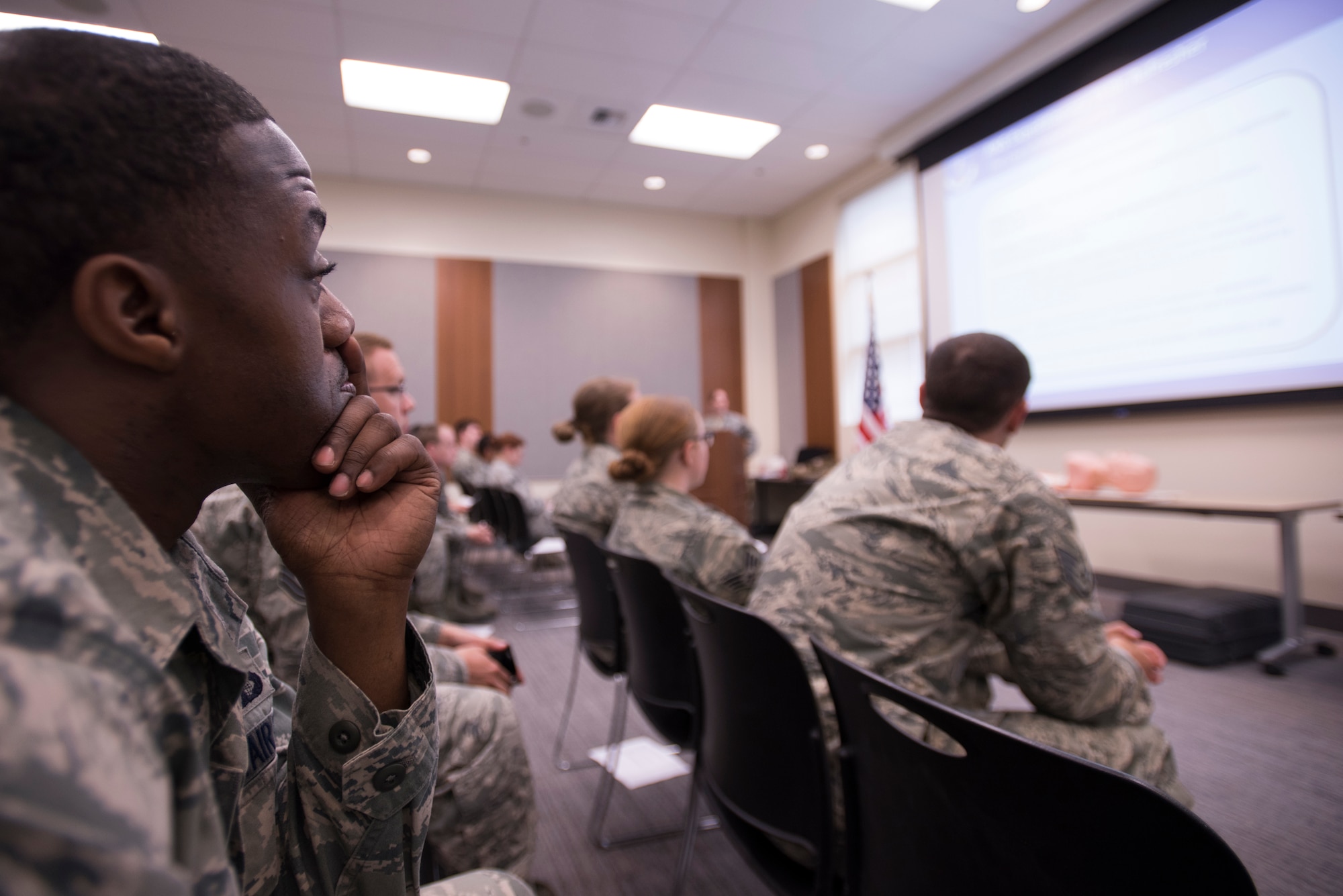 JOINT BASE ELMENDORF-RICHARDSON, Alaska -- Members of the 176th WIng engage in Expeditionary Skills Refresher training here June 4, 2016. “Self-aid and buddy care is to save life, limb and eyesight,” said Capt. Amy Johnson, one of the 176th Wing’s SABC advisors. “Every second, every minute counts in situations like that.” (U.S. Air National Guard photo by Tech. Sgt. N. Alicia Halla)