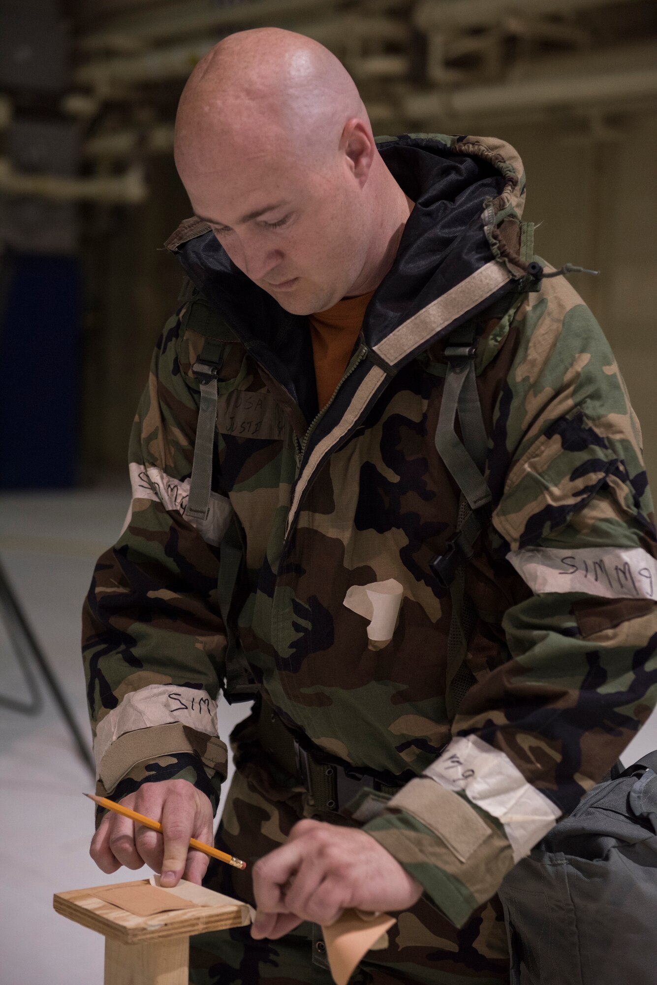 JOINT BASE ELMENDORF-RICHARDSON, Alaska -- Members of the 176th WIng engage in Expeditionary Skills Refresher training here June 4, 2016. “CBRNE increases the ability to survive in a chemical, biological, radiological, nuclear and high-yield environment” said Senior Master Sgt. John Kershaw, the 176th Wing’s CBRNE expert. Engaging participants in active training “captures their attention, and you get more out of it.” (U.S. Air National Guard photo by Airman 1st Class Kelly Willett)