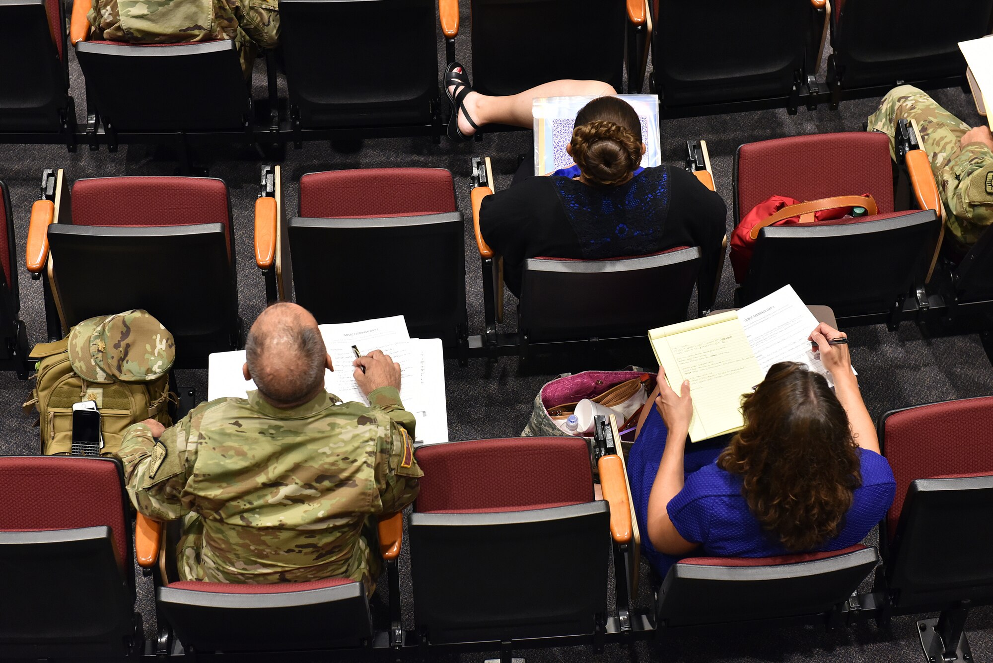 National Guard Soldiers and civilians assigned to general officers' staffs attend a lecture Aug. 30, 2016, during the General Officer Support Staff Course at the I.G. Brown Training and Education Center on McGhee Tyson Air National Guard Base in Louisville, Tenn. (U.S. Air National Guard photo by Master Sgt. Mike R. Smith)
