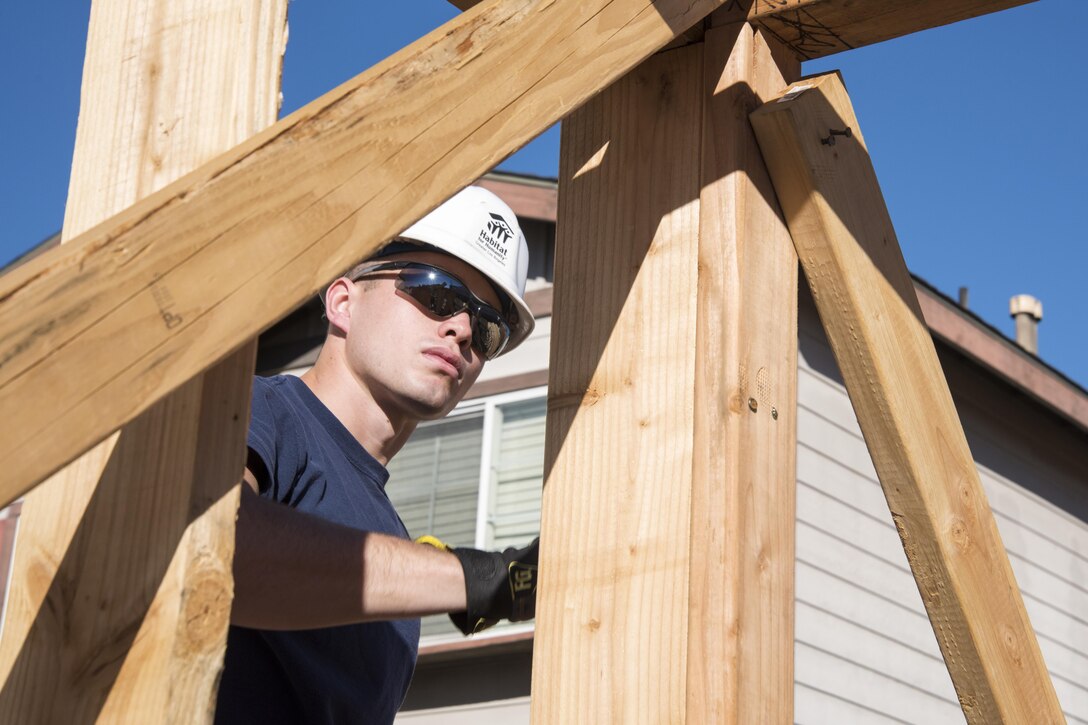 Coast Guardsmen help build homes for Habitat for Humanity in San Pedro, Calif., Nov. 30, 2016. Coast Guard photo by Petty Officer 3rd Class Andrea Anderson