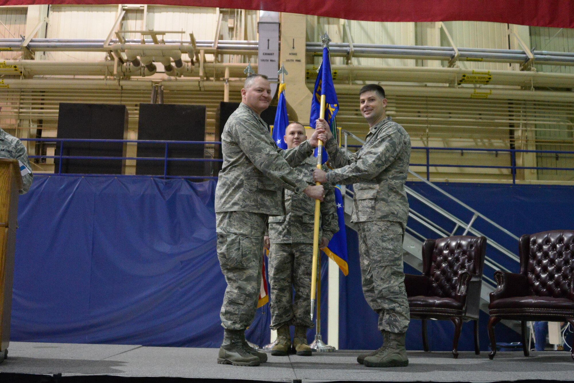 Lt. Col. Aaron Milner assued command of the 477th Fighter Group Maintenance Squadron during a ceremony Nov. 6 at Joint Base Elmendorf-Richardson, Alaska.