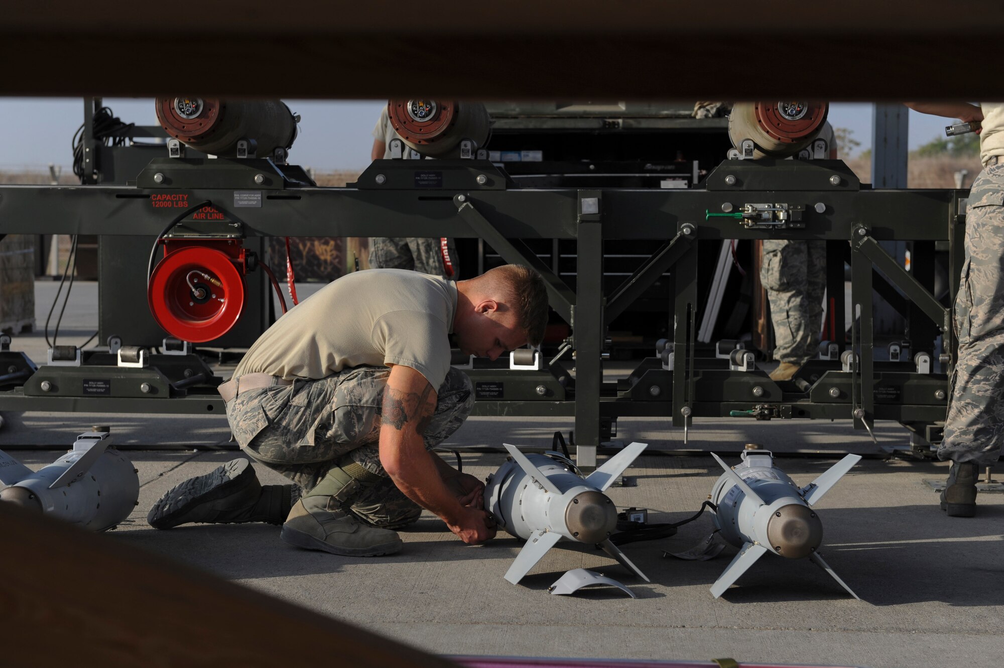 U.S. Air Force Senior Airman Adam, a 447th Expeditionary Aircraft Maintenance Squadron munitions systems journeyman, prepares the tail section of a GBU-54 Laser Joint Direct Attack Munition bomb Oct. 29, 2016, at Incirlik Air Base, Turkey. The bombs built and delivered by the Airmen are primarily used by the A-10 Thunderbolt II, an aircraft designed for close air support of ground forces. (U.S. Air Force photo by Airman 1st Class Devin M. Rumbaugh)
