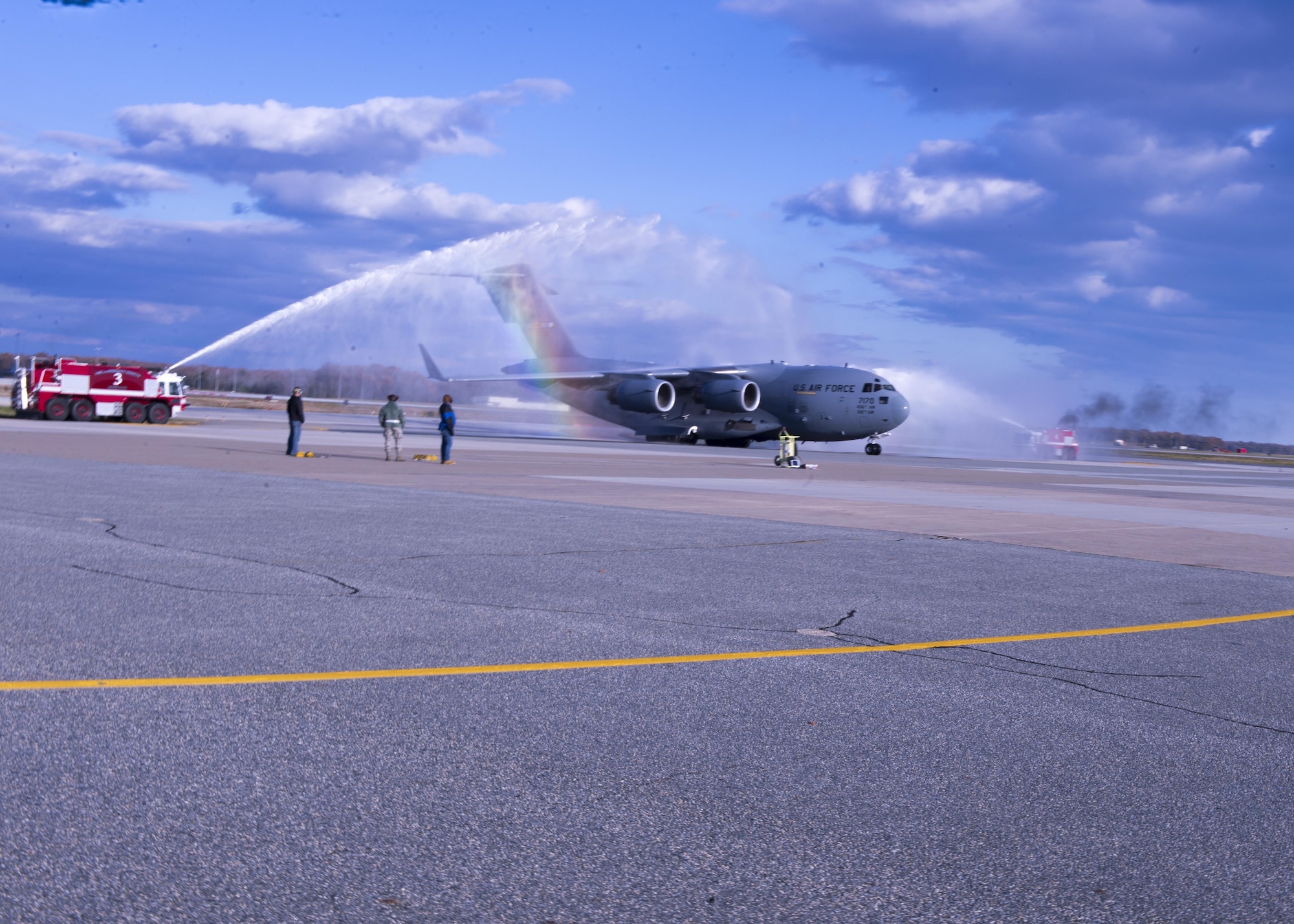 Col. Robert P. Graham, 512th Airlift Wing vice commander, taxis on the runway after landing a C-17 Globemaster III during his final military flight, Dec. 1, 2016, Dover Air Force Base, Del. Graham has served in the Air Force since 1986 and logged more than 4,500 flight hours including 300 combat support hours. (U.S. Air Force Photo/ Tech. Sgt. Nathan Rivard)