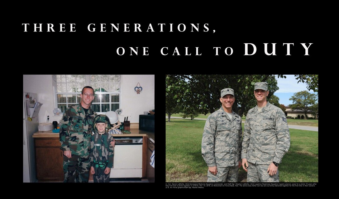 Members of three generations of the LaMothe family have proudly served in the Air Force. Air Force graphic by Staff Sgt. Rachel Waller