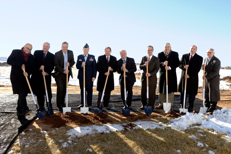 Utah, Lockheed Martin, Hill Air Force Base and other officials participate in a groundbreaking ceremony Dec. 2 at the base. The new, 75,000 square-foot office building is expected to be completed in late summer 2017 and will be leased by defense contractor Lockheed Martin and other tenants. The new building is part of the ongoing Enhanced Use Lease Program at Hill AFB, one of the largest projects of its kind in the Department of Defense. (U.S. Air Force photo by Todd Cromar)