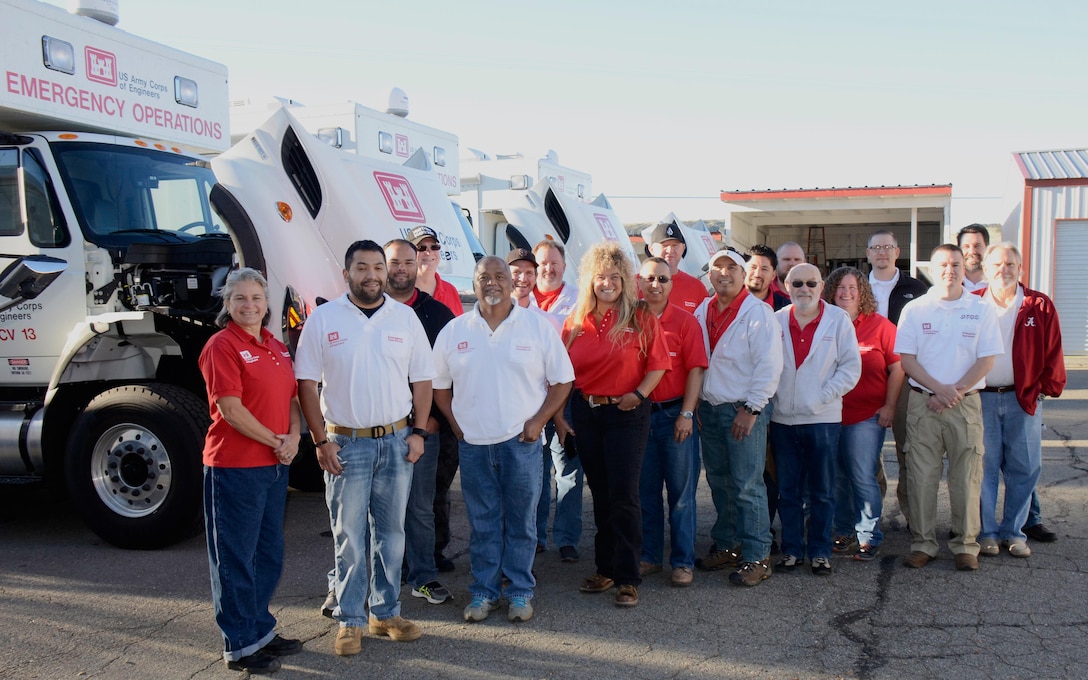 DTOS Custodial District Support Team members stop for a photo during a three-day simulation exercise held at Black Butte Lake near Orland, California in mid-November. This all-volunteer team is composed of U.S. Army Corps of Engineers employees who deploy to significant man-made and natural disaster sites and provide a platform for critical operations and communications.