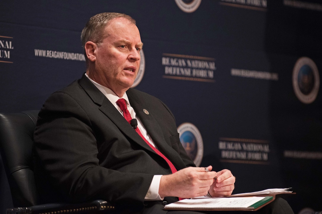 Deputy Defense Secretary Bob Work speaks during a panel discussion at the Reagan National Defense Forum in Simi Valley, Calif., Dec. 3, 2016. DoD photo by Army Sgt. Amber I. Smith