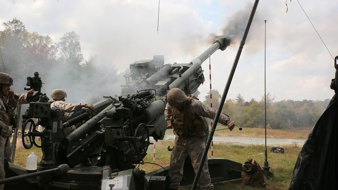 Marines from Training and Education Command fire the M777 Lightweight 155mm Howitzer during a demonstration Oct. 20, aboard Marine Corps Base Quantico, Va. During the demonstration, employees from Marine Corps Systems Command’s Ammunition Program Management Office gained first-hand experience of field artillery Marines in action to inform their work behind the scenes at MCSC.