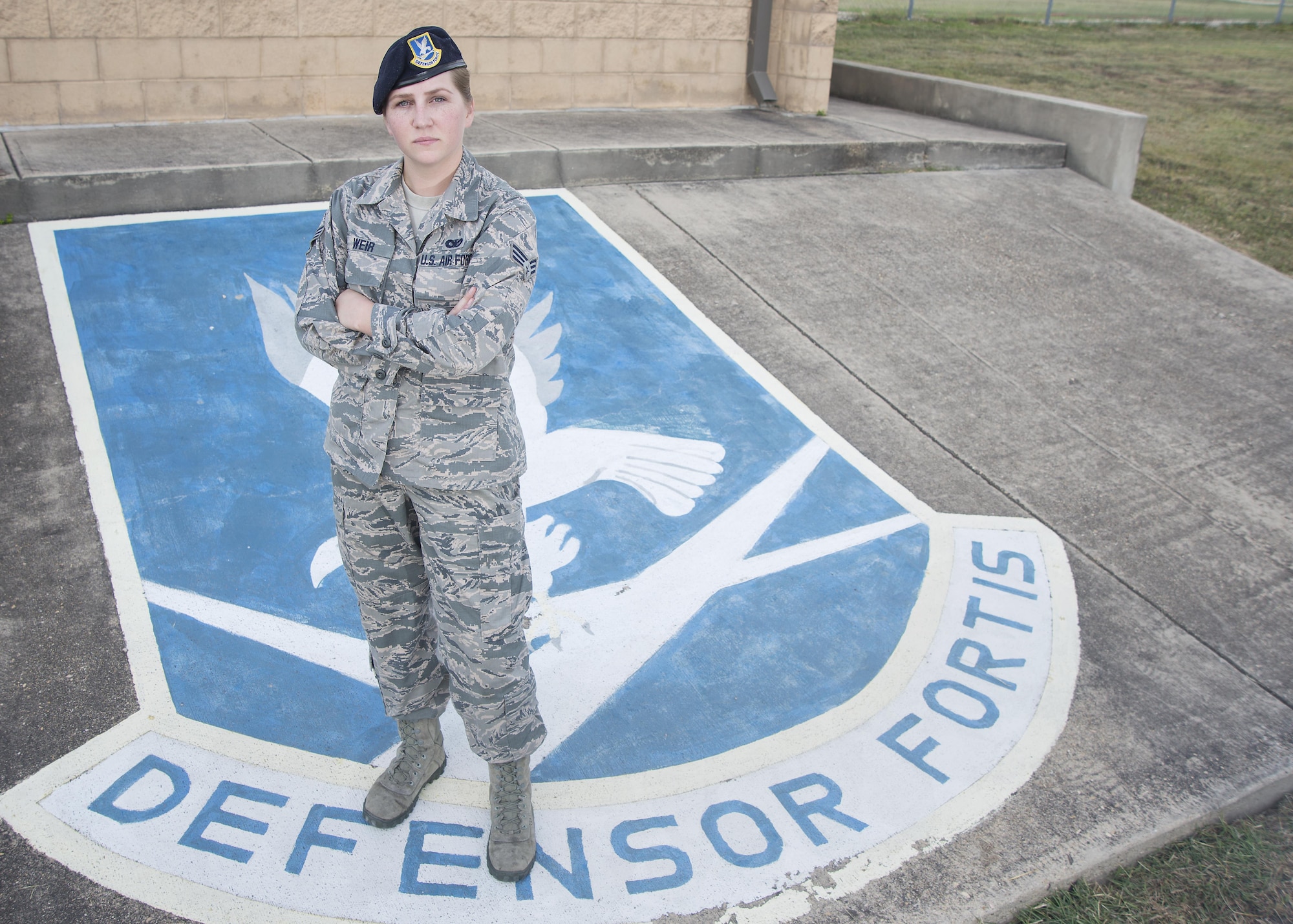 Senior Airman Kaley Weir is a corrections specialist with the 802nd Security Forces Squadron at Joint Base San Antonio-Lackland Medina Annex. Weir dreams to become a game warden following her military career. (U.S. Air Force photo by Airman 1st Class Lauren Parsons/Released)