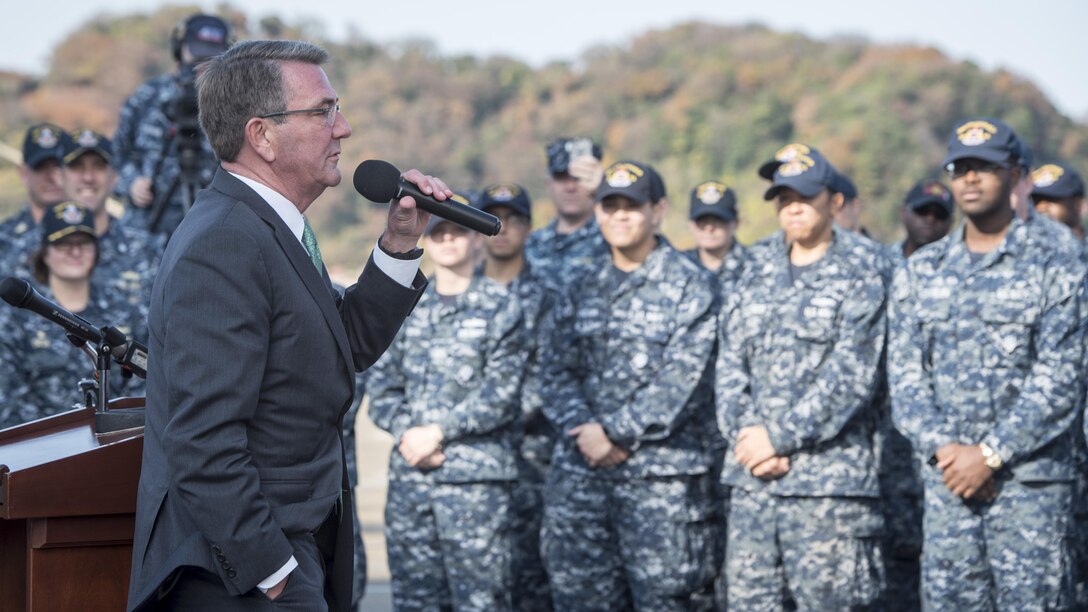 Defense Secretary Ash Carter told sailors serving aboard the guided-missile destroyer USS John S. McCain that they are in the midst of the most important strategic transition the United States is undertaking at an essential place and time.