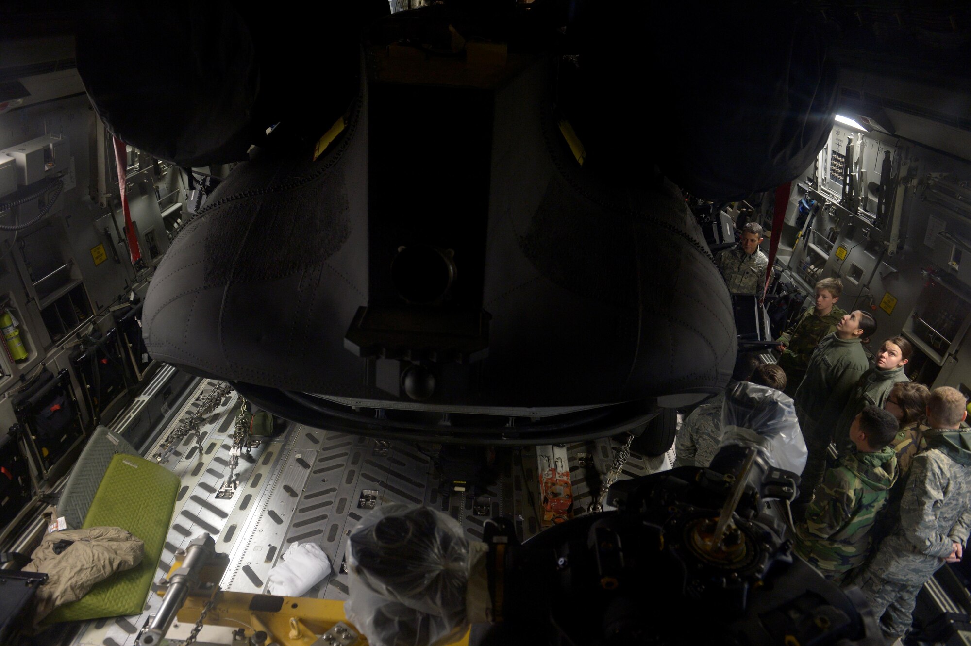 Civil Air Patrol cadets from Squadron 126 are given a tour of a C-17 Globemaster III by the 726th Air Mobility Squadron at Spangdahlem Air Base, Germany, Dec. 1, 2016. The CAP youth program trains them to be leaders and offers aerospace education. (U.S. Air Force photo by Staff Sgt. Jonathan Snyder)